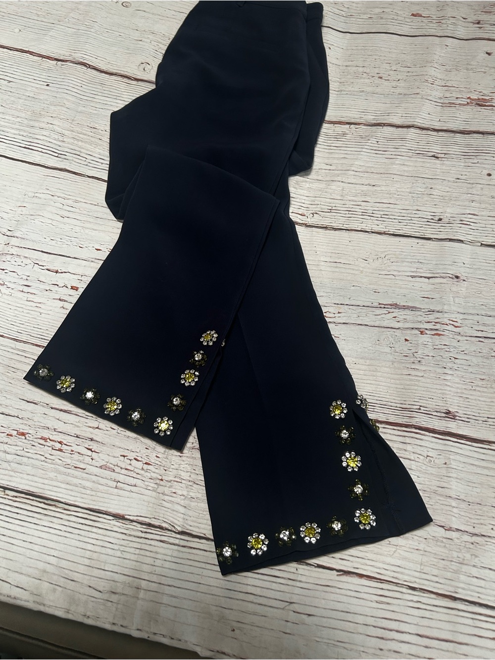 Cing a Sept Navy Beaded Rhinestone Florian Crop Dress Pants